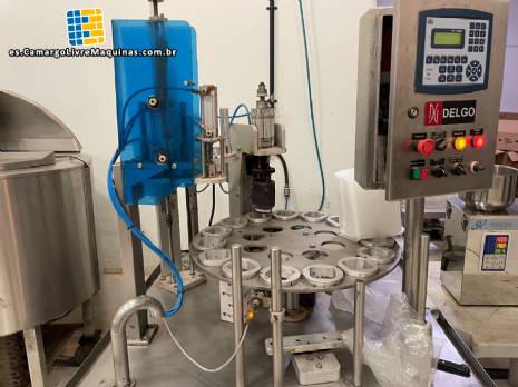 Selladora rotativa de acero inoxidable con junta de aluminio para tarros, vasos y botellas Delgo.